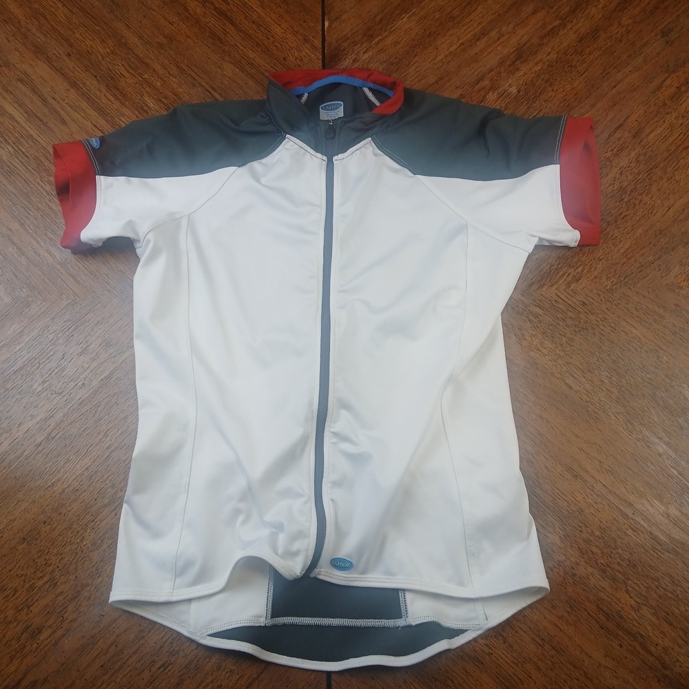 Luna Cycling Jersey Women Large White Tank Sleeveless Full‎ Zip Back Pockets